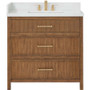Wyndham Collection Isola 36" Free Standing Single Basin Vanity Set with Cabinet and Quartz Vanity Top