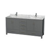 Wyndham Collection Sheffield 72" Free Standing Double Basin Vanity Set with Cabinet and Marble Vanity Top
