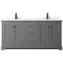 Wyndham Collection Avery 72" Free Standing Double Basin Vanity Set with Cabinet and Quartz Vanity Top