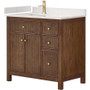Wyndham Collection Pendry 36" Free Standing Single Basin Vanity Set with Cabinet and Quartz Vanity Top