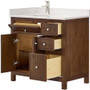 Wyndham Collection Pendry 36" Free Standing Single Basin Vanity Set with Cabinet and Quartz Vanity Top