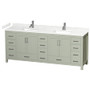 Wyndham Collection Sheffield 84" Free Standing Double Basin Vanity Set with Cabinet and Cultured Marble Vanity Top