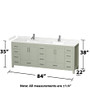 Wyndham Collection Sheffield 84" Free Standing Double Basin Vanity Set with Cabinet and Cultured Marble Vanity Top