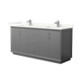 Wyndham Collection Strada 72" Free Standing Double Basin Vanity Set with Cabinet and Quartz Vanity Top