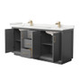 Wyndham Collection Strada 72" Free Standing Double Basin Vanity Set with Cabinet and Quartz Vanity Top