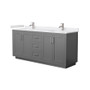 Wyndham Collection Miranda 72" Free Standing Double Basin Vanity Set with Cabinet and Cultured Marble Vanity Top