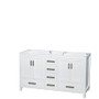 Wyndham Collection Sheffield 60" Free Standing Double Basin Vanity Set with Cabinet, Marble Vanity Top, and Framed Mirror