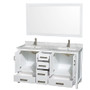 Wyndham Collection Sheffield 60" Free Standing Double Basin Vanity Set with Cabinet, Marble Vanity Top, and Framed Mirror