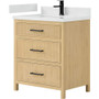 Wyndham Collection Isola 30" Free Standing Single Basin Vanity Set with Cabinet and Quartz Vanity Top