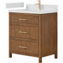 Wyndham Collection Isola 30" Free Standing Single Basin Vanity Set with Cabinet and Quartz Vanity Top