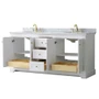 Wyndham Collection Avery 72" Free Standing Double Basin Vanity Set with Cabinet and Marble Vanity Top