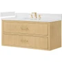 Wyndham Collection Isola WM 48" Wall Mounted Single Basin Vanity Set with Cabinet and Quartz Vanity Top
