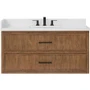 Wyndham Collection Isola WM 48" Wall Mounted Single Basin Vanity Set with Cabinet and Quartz Vanity Top
