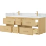 Wyndham Collection Isola WM 60" Wall Mounted Double Basin Vanity Set with Cabinet and Quartz Vanity Top