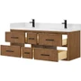 Wyndham Collection Isola WM 60" Wall Mounted Double Basin Vanity Set with Cabinet and Quartz Vanity Top