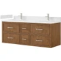 Wyndham Collection Isola WM 60" Wall Mounted Double Basin Vanity Set with Cabinet and Quartz Vanity Top