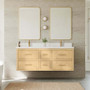 Wyndham Collection Isola WM 60" Wall Mounted Double Basin Vanity Set with Cabinet and Quartz Vanity Top