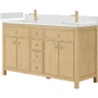 Wyndham Collection Rian 60" Free Standing Double Basin Vanity Set with Cabinet and Quartz Vanity Top