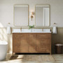Wyndham Collection Isola 60" Free Standing Double Basin Vanity Set with Cabinet and Quartz Vanity Top