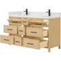 Wyndham Collection Isola 60" Free Standing Double Basin Vanity Set with Cabinet and Quartz Vanity Top
