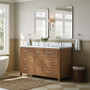 Wyndham Collection Isola 60" Free Standing Double Basin Vanity Set with Cabinet and Quartz Vanity Top