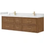 Wyndham Collection Isola WM 72" Wall Mounted Double Basin Vanity Set with Cabinet and Quartz Vanity Top