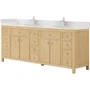 Wyndham Collection Rian 84" Free Standing Double Basin Vanity Set with Cabinet and Quartz Vanity Top