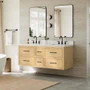 Wyndham Collection Isola WM 60" Wall Mounted Double Basin Vanity Set with Cabinet and Quartz Vanity Top
