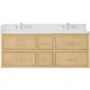 Wyndham Collection Isola WM 60" Wall Mounted Double Basin Vanity Set with Cabinet and Quartz Vanity Top