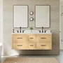 Wyndham Collection Isola WM 60" Wall Mounted Double Basin Vanity Set with Cabinet and Quartz Vanity Top