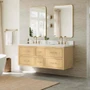 Wyndham Collection Isola WM 60" Wall Mounted Double Basin Vanity Set with Cabinet and Quartz Vanity Top
