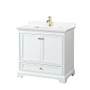 Wyndham Collection Deborah 36" Free Standing Single Basin Vanity Set with Cabinet and Quartz Vanity Top