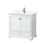 Wyndham Collection Deborah 36" Free Standing Single Basin Vanity Set with Cabinet and Quartz Vanity Top