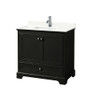 Wyndham Collection Deborah 36" Free Standing Single Basin Vanity Set with Cabinet and Quartz Vanity Top