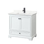 Wyndham Collection Deborah 36" Free Standing Single Basin Vanity Set with Cabinet and Quartz Vanity Top
