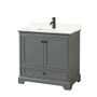 Wyndham Collection Deborah 36" Free Standing Single Basin Vanity Set with Cabinet and Quartz Vanity Top