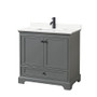 Wyndham Collection Deborah 36" Free Standing Single Basin Vanity Set with Cabinet and Quartz Vanity Top