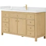 Wyndham Collection Rian 60" Free Standing Single Basin Vanity Set with Cabinet and Quartz Vanity Top