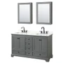 Wyndham Collection Deborah 60" Free Standing Double Basin Vanity Set with Cabinet, Quartz Vanity Top, and Medicine Cabinet