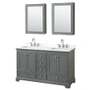 Wyndham Collection Deborah 60" Free Standing Double Basin Vanity Set with Cabinet, Quartz Vanity Top, and Medicine Cabinet