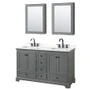 Wyndham Collection Deborah 60" Free Standing Double Basin Vanity Set with Cabinet, Quartz Vanity Top, and Medicine Cabinet