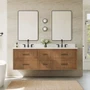 Wyndham Collection Isola WM 72" Wall Mounted Double Basin Vanity Set with Cabinet and Quartz Vanity Top
