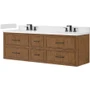 Wyndham Collection Isola WM 72" Wall Mounted Double Basin Vanity Set with Cabinet and Quartz Vanity Top