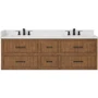 Wyndham Collection Isola WM 72" Wall Mounted Double Basin Vanity Set with Cabinet and Quartz Vanity Top