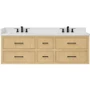 Wyndham Collection Isola WM 72" Wall Mounted Double Basin Vanity Set with Cabinet and Quartz Vanity Top