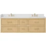Wyndham Collection Isola WM 72" Wall Mounted Double Basin Vanity Set with Cabinet and Quartz Vanity Top