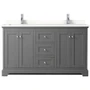 Wyndham Collection Avery 60" Free Standing Double Basin Vanity Set with Cabinet and Quartz Vanity Top