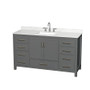 Wyndham Collection Sheffield 60" Free Standing Single Basin Vanity Set with Cabinet and Quartz Vanity Top
