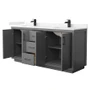 Wyndham Collection Icon 72" Free Standing Double Basin Vanity Set with Cabinet and Cultured Marble Vanity Top
