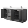 Wyndham Collection Icon 72" Free Standing Double Basin Vanity Set with Cabinet and Cultured Marble Vanity Top